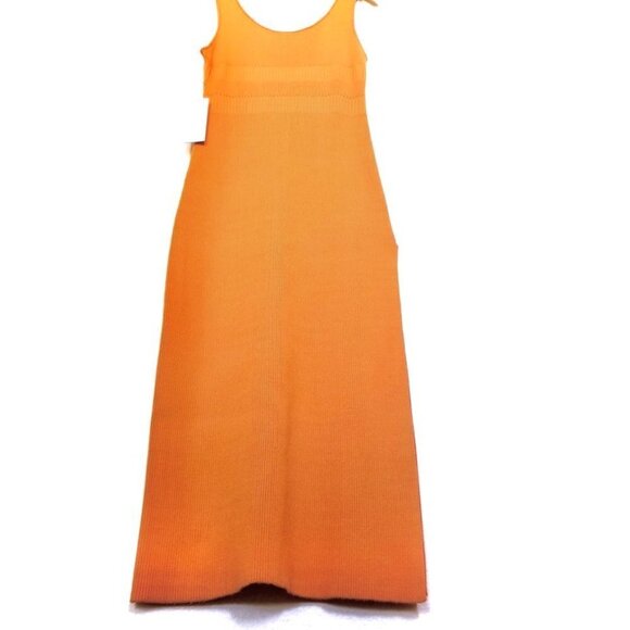 NWT Ronny Kobo Ivana Minimal Ribbed Knit Slit Midi Tank Dress Burnt Orange XL - Picture 8 of 16